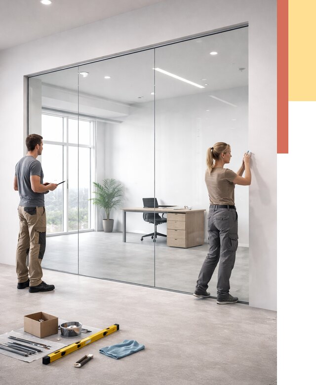 Перегородки из закаленного стекла в Большом Камне от 9634 руб. под ключ | ОТДЕЛОЧНИК-Бль