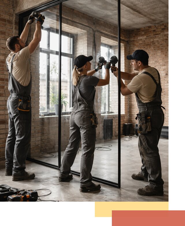 Стеклянные перегородки лофт — изготовление и монтаж в Большом Камне