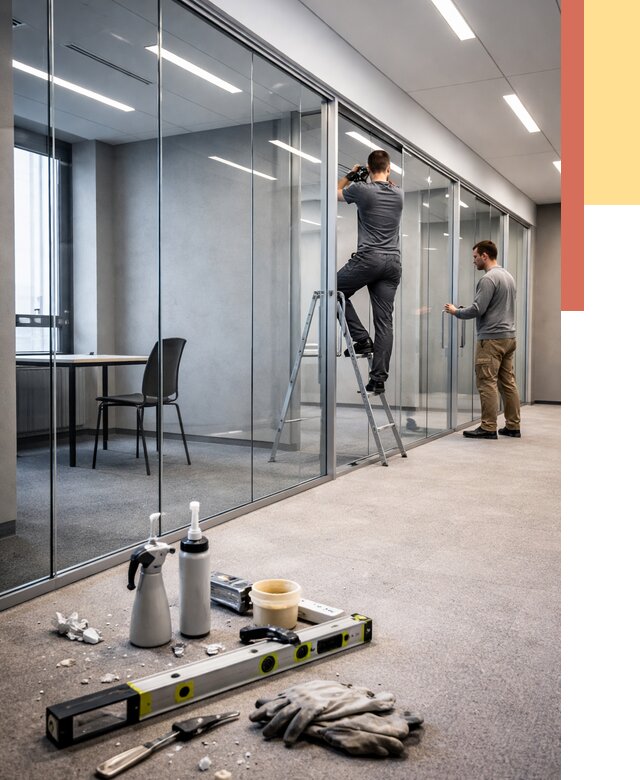 Стеклянные офисные перегородки в Большом Камне от 8620 руб. — монтаж и установка | ОТДЕЛОЧНИК-Бль