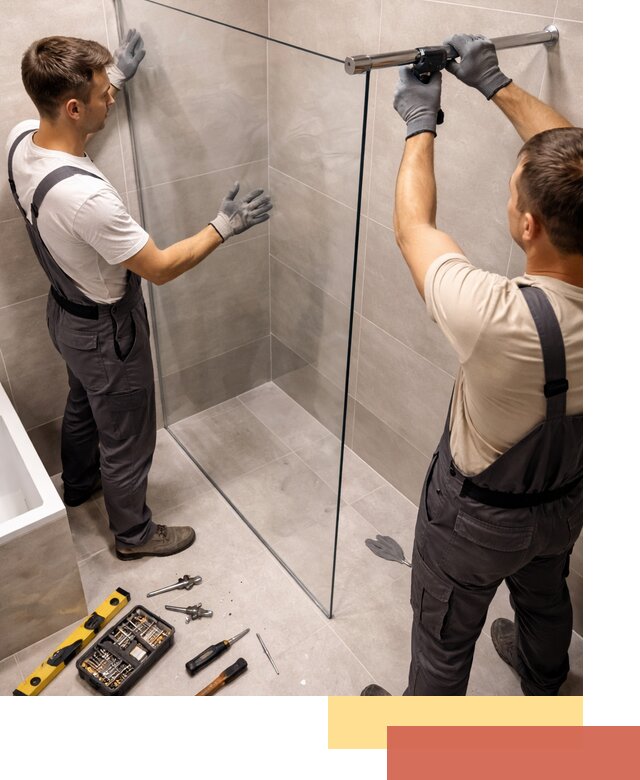 Стеклянные перегородки для душа в Большом Камне — изготовление и монтаж