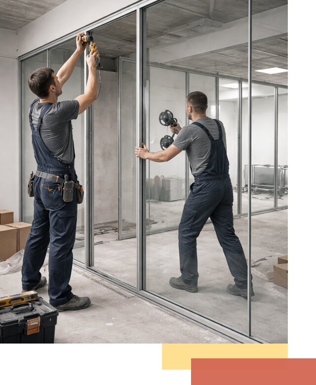 Алюминиевые перегородки со стеклом в Большом Камне — изготовление и монтаж