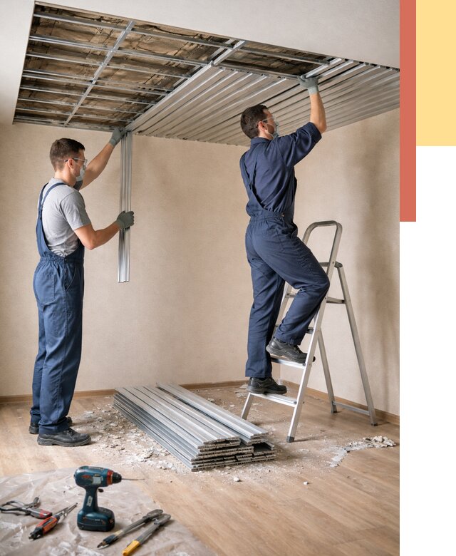 Демонтаж реечного потолка в Большом Камне от 4563 руб. быстро и недорого | ОТДЕЛОЧНИК-Бль