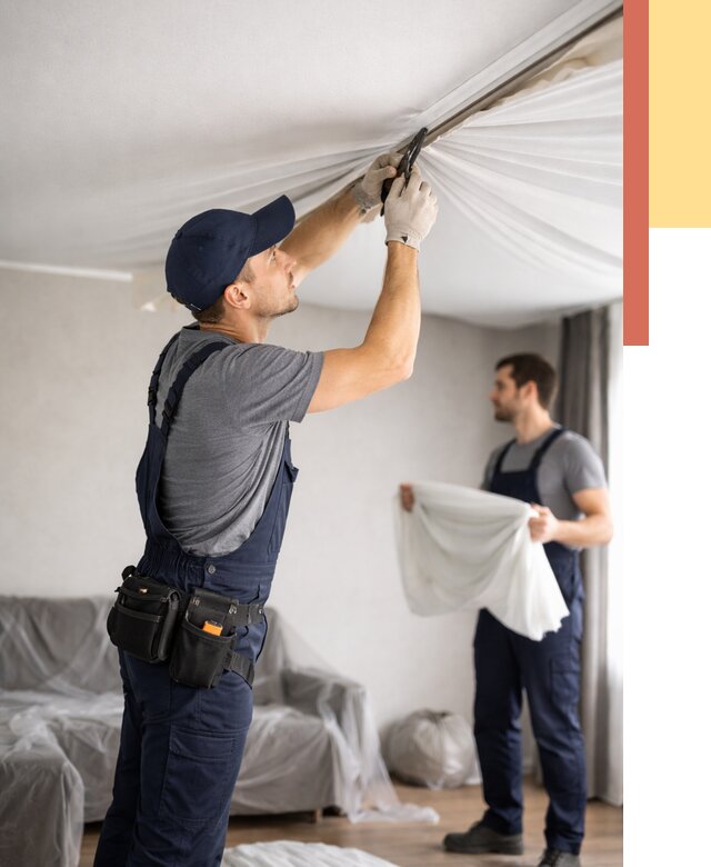 Демонтаж натяжного потолка в Большом Камне от 4563 руб. — снятие и разбор под ключ | ОТДЕЛОЧНИК-Бль