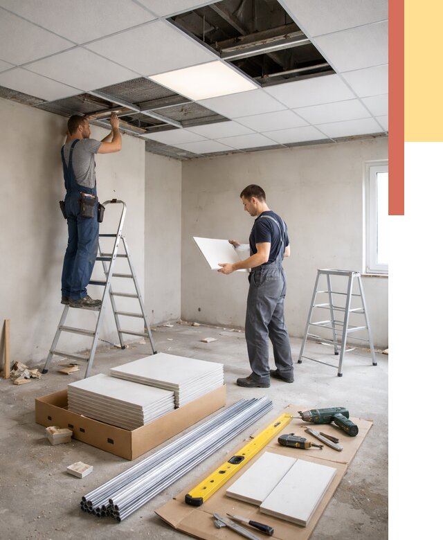 Монтаж потолка армстронг в Большом Камне от 4563 руб/м2 — быстрая установка под ключ | ОТДЕЛОЧНИК-Бль