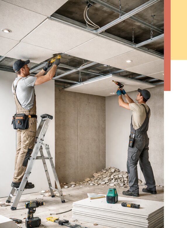 Монтаж акустического потолка в Большом Камне от 6592 руб/м2 — быстро и недорого | ОТДЕЛОЧНИК-Бль