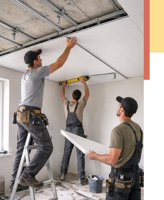 Монтаж потолка из ПВХ панелей в Большом Камне от 3549 руб./м2 — быстро и недорого | ОТДЕЛОЧНИК-Бль