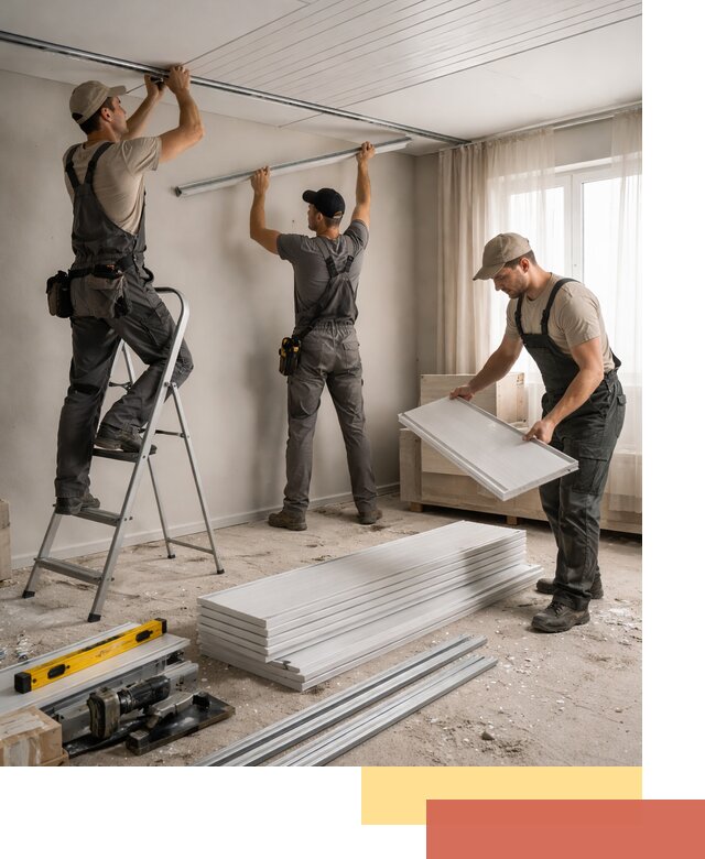 Монтаж потолка из ПВХ панелей в Большом Камне оперативно и качественно