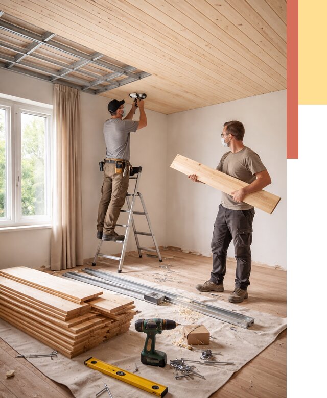 Монтаж потолка из вагонки в Большом Камне от 6592 руб. | Быстро и недорого — ОТДЕЛОЧНИК-Бль