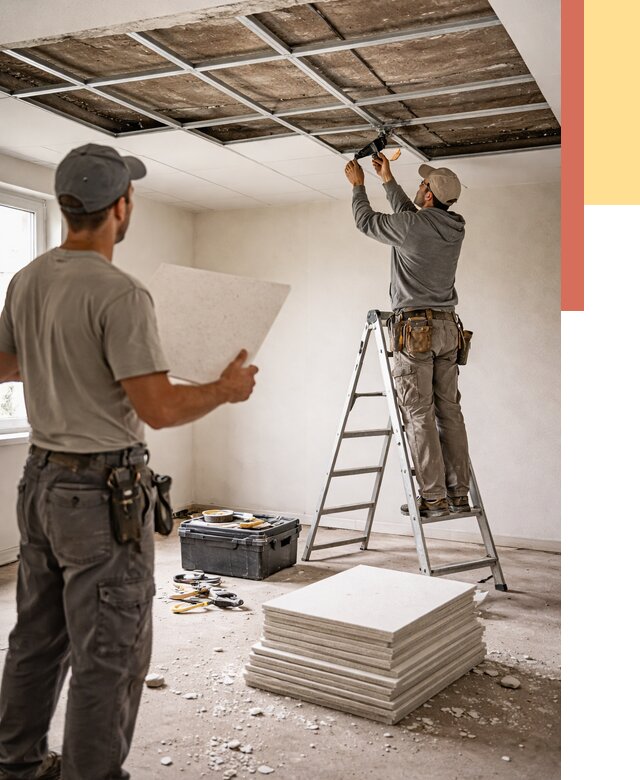 Замена плит подвесного потолка в Большом Камне от 1775 руб. быстро и недорого | ОТДЕЛОЧНИК-Бль