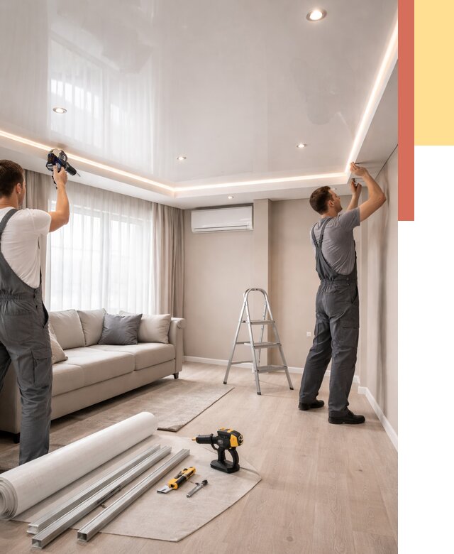 Монтаж глянцевого натяжного потолка в Большом Камне от 761 руб. под ключ | ОТДЕЛОЧНИК-Бль