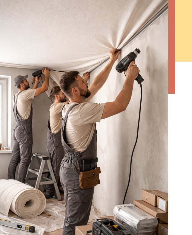 Монтаж фактурного натяжного потолка в Большом Камне от 761 руб. — ОТДЕЛОЧНИК-Бль