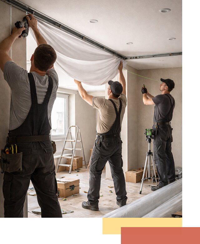 Монтаж парящего натяжного потолка под ключ в Большом Камне