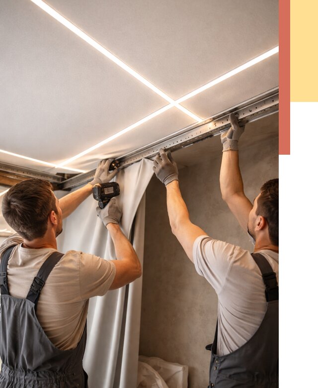 Монтаж натяжного потолка со световыми линиями в Большом Камне от 1217 руб. | ОТДЕЛОЧНИК-Бль