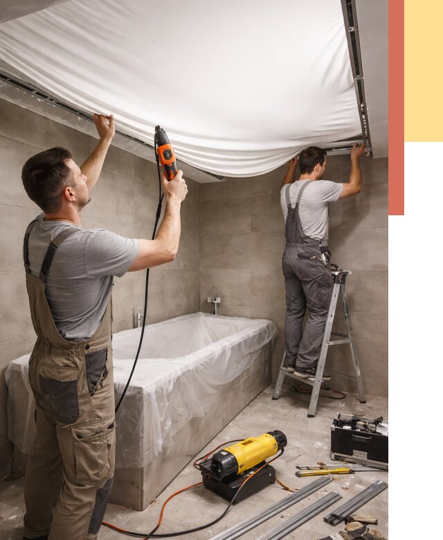 Монтаж натяжного потолка в ванной в Большом Камне от 1217 руб. под ключ | ОТДЕЛОЧНИК-Бль