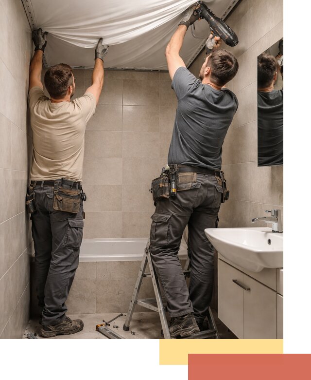 Монтаж натяжного потолка в ванной в Большом Камне быстро и качественно