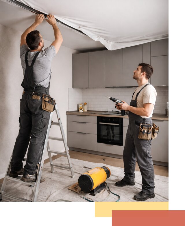 Монтаж натяжного потолка на кухне в Большом Камне