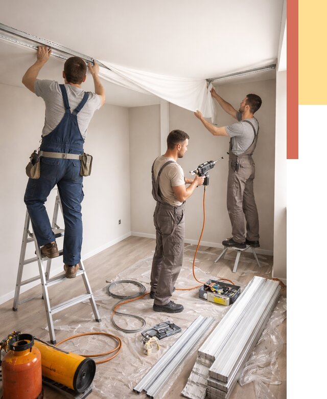 Монтаж натяжного потолка в студии в Большом Камне от 5578 руб. — быстро и недорого | ОТДЕЛОЧНИК-Бль