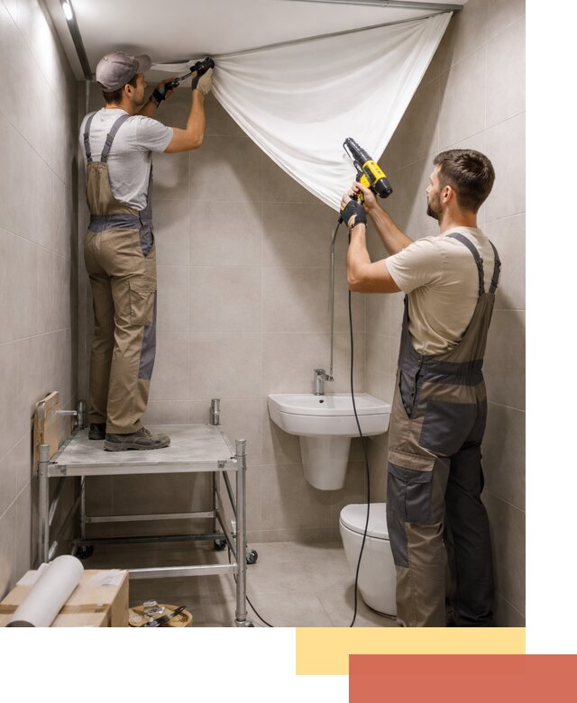 Монтаж натяжного потолка в санузле в Большом Камне