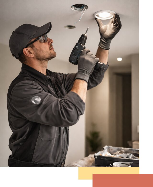 Установка точечных светильников в натяжной потолок в Большом Камне