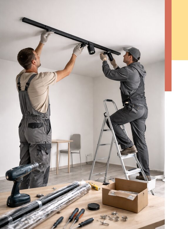 Установка трековых светильников в натяжной потолок в Большом Камне от 4259 руб. | ОТДЕЛОЧНИК-Бль