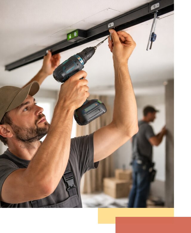 Установка трековых светильников в натяжной потолок в Большом Камне