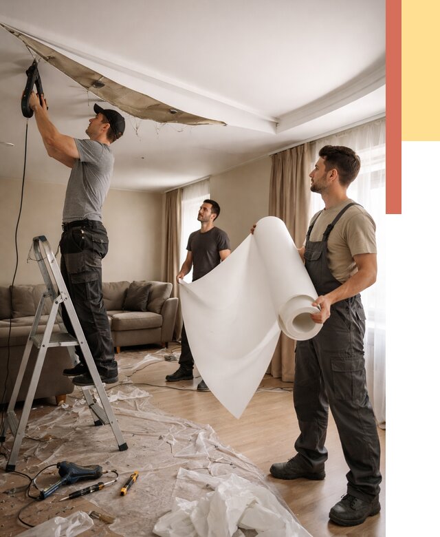 Замена полотна натяжного потолка в Большом Камне от 9634 руб. быстро и недорого | ОТДЕЛОЧНИК-Бль