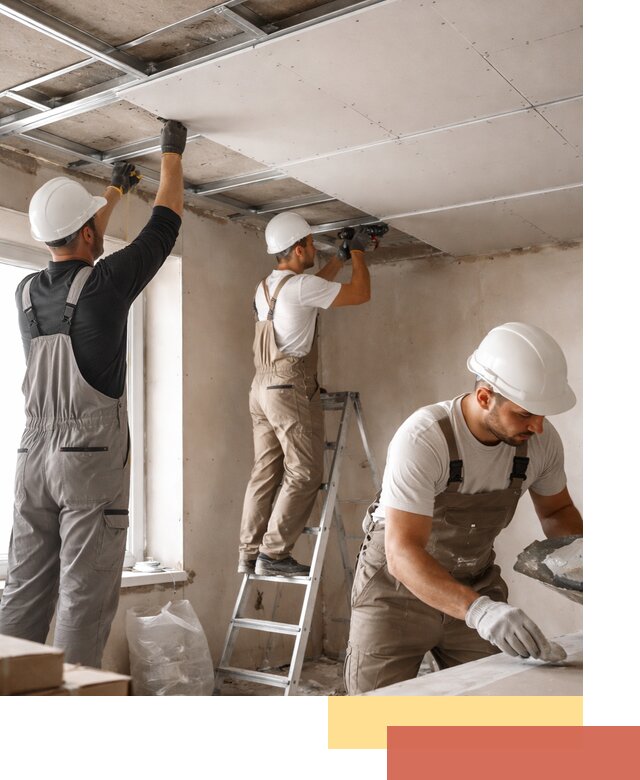 Одноуровневый потолок из гипсокартона в Большом Камне — монтаж и отделка