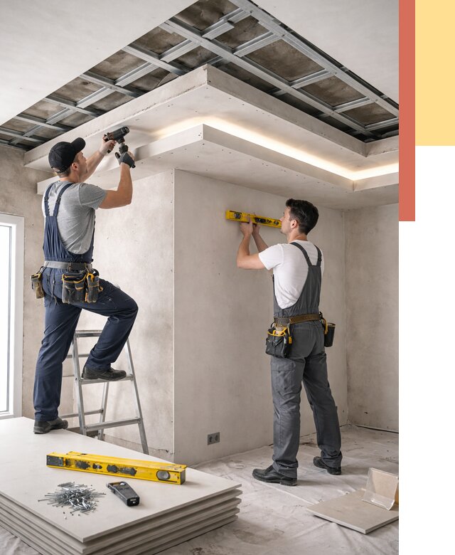 Двухуровневый потолок из гипсокартона в Большом Камне от 1470 руб. под ключ | ОТДЕЛОЧНИК-Бль