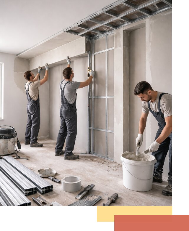 Монтаж потолка из гипсокартона с нишей в Большом Камне