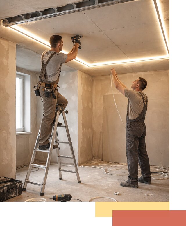 Потолок из гипсокартона с подсветкой в Большом Камне