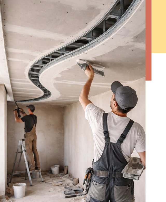 Криволинейный потолок из гипсокартона в Большом Камне от 2130 руб./м2 | ОТДЕЛОЧНИК-Бль