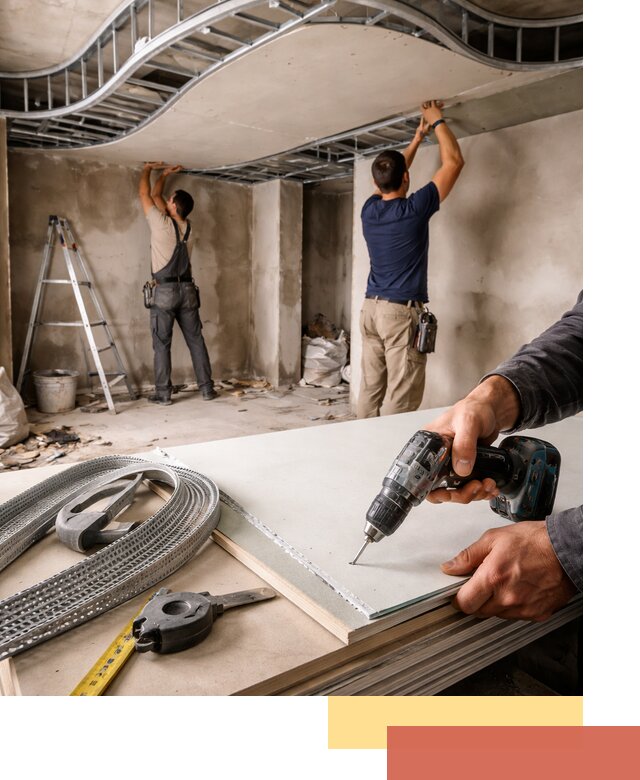 Криволинейный потолок из гипсокартона в Большом Камне — монтаж и отделка