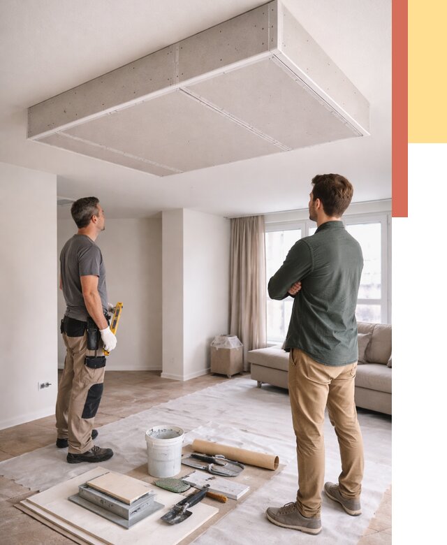 Короб на потолке из гипсокартона в Большом Камне от 2231 руб. — монтаж и услуги под ключ | ОТДЕЛОЧНИК-Бль