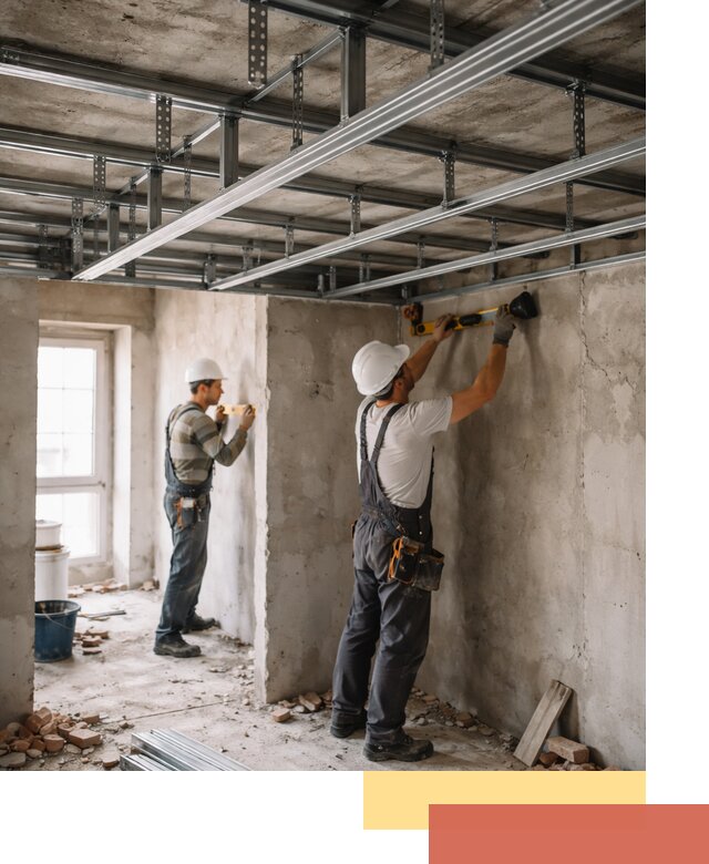 Монтаж каркаса потолка из профильного профиля в Большом Камне