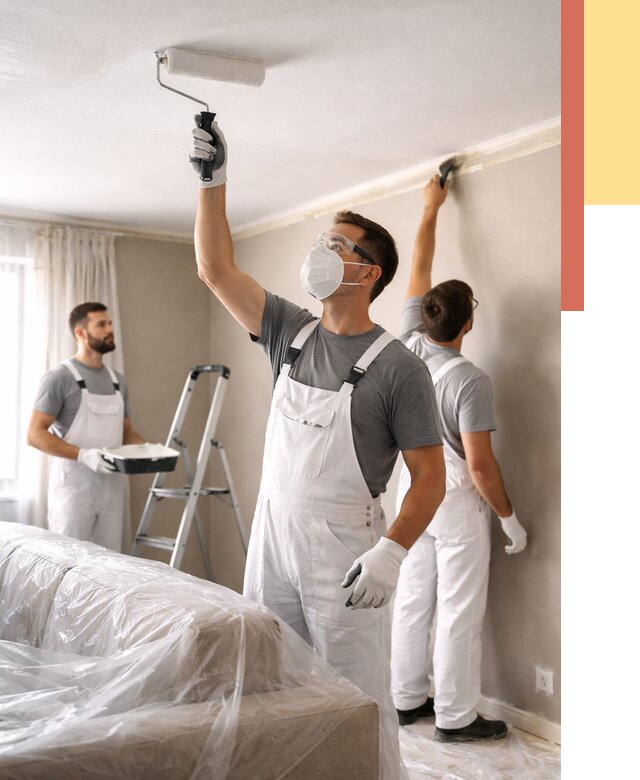 Покраска потолка водоэмельсионной краской в Большом Камне от 2231 руб/м² — услуги под ключ | ОТДЕЛОЧНИК-Бль