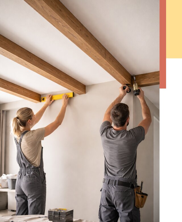 Монтаж декоративных балок на потолок в Большом Камне от 4259 руб. — ОТДЕЛОЧНИК-Бль